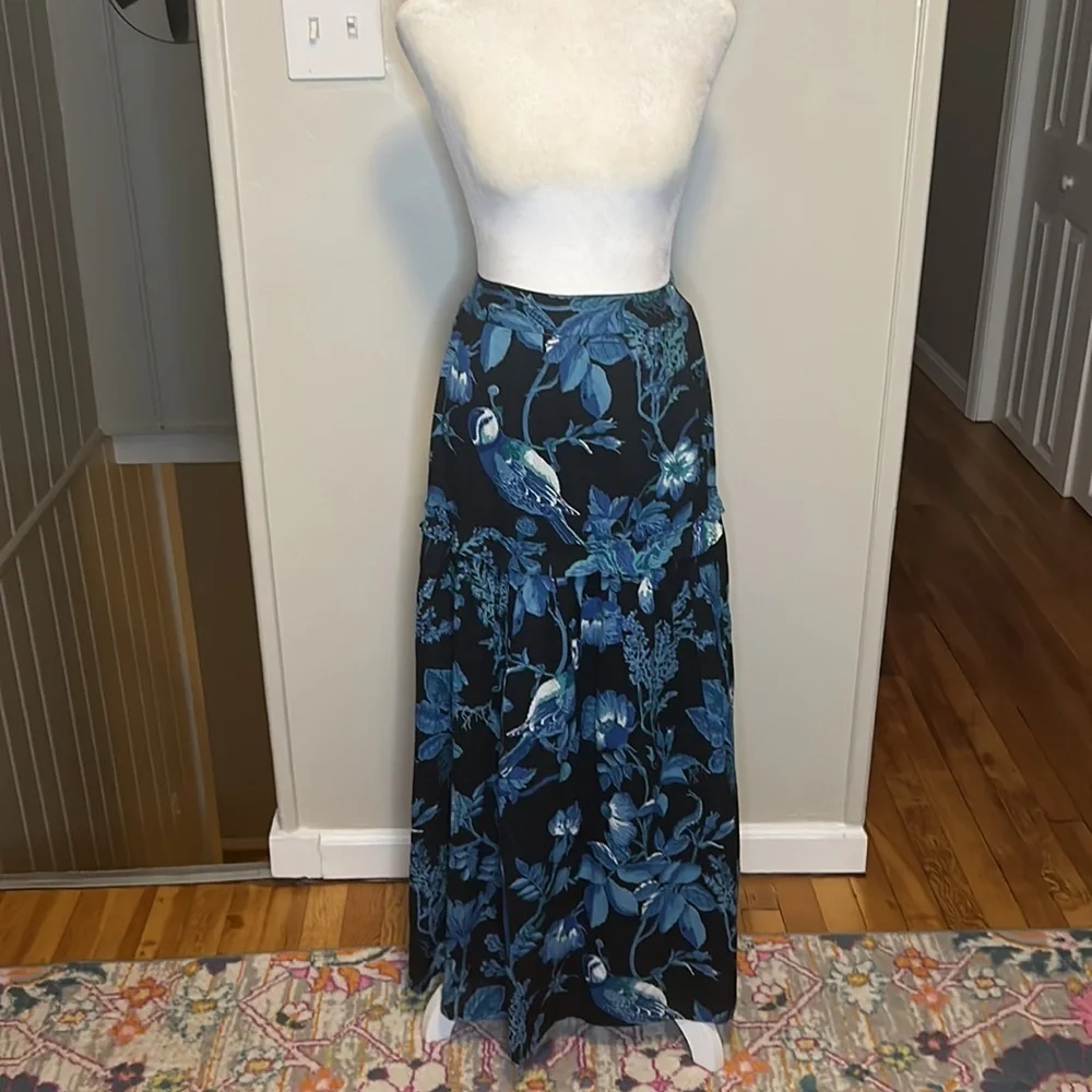 Anthropologie Banjanan Piper Skirt Floral Hedgerow Black NWT Size XS